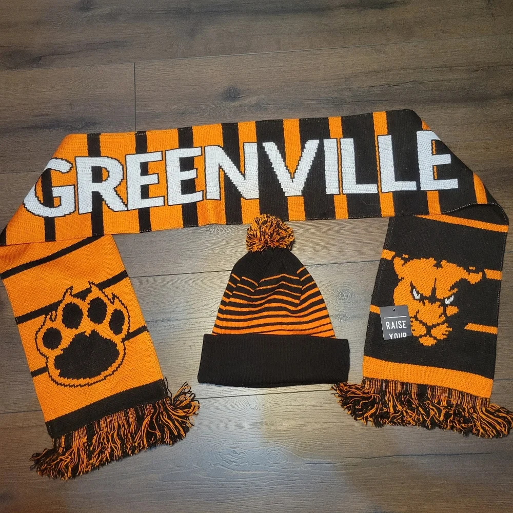 NWT‎ Greenville Panthers Kids Scarf and Beanie Set - Orange and Black